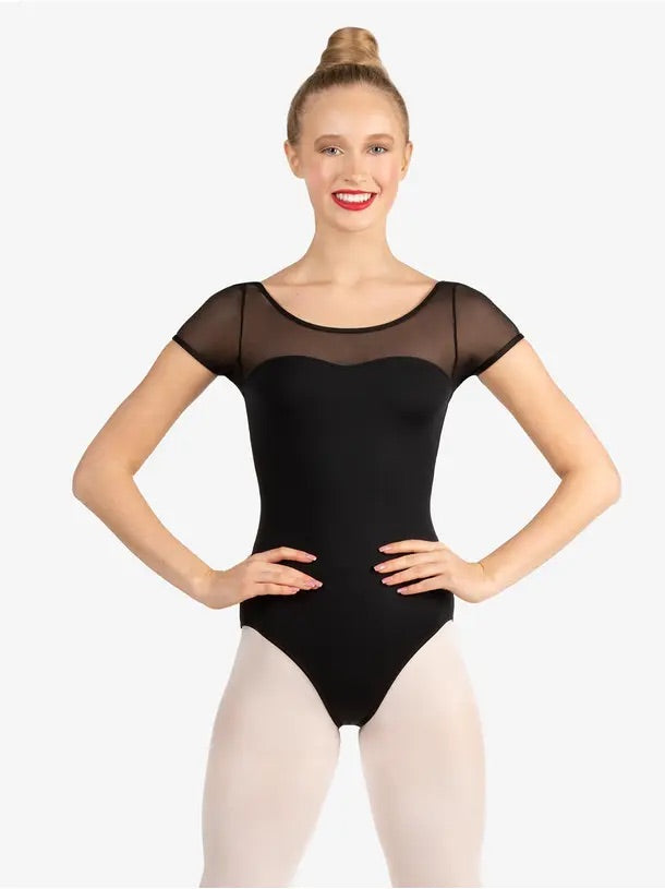 Capezio - Studio Collection Mesh Yoke SS Leotard - Adult (SE1039W) - Black