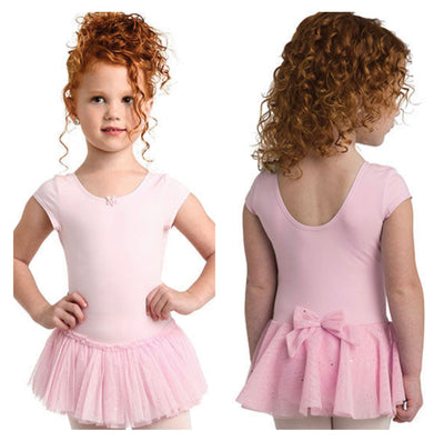 Danz N Motion - Short Sleeve Leotard W/ Back Bow Accent - Child (19201C) - Pink (GSO)