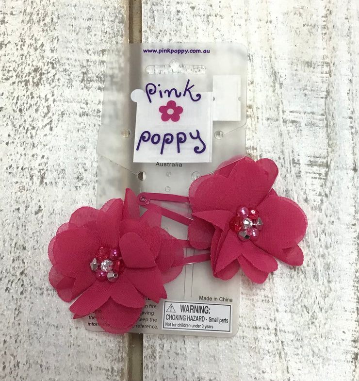 Pink Poppy - Flower Hair Clip - (2357) - Pink