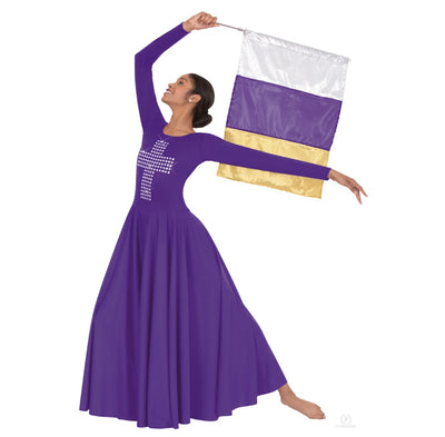 Eurotard - Metallic Tricolor Dance Flag (13FLM) - Silver/Purple/Gold