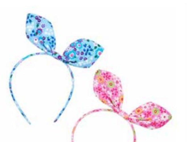 Pink Poppy Bunny Ears headband - (HBT132) - Blue/pink
